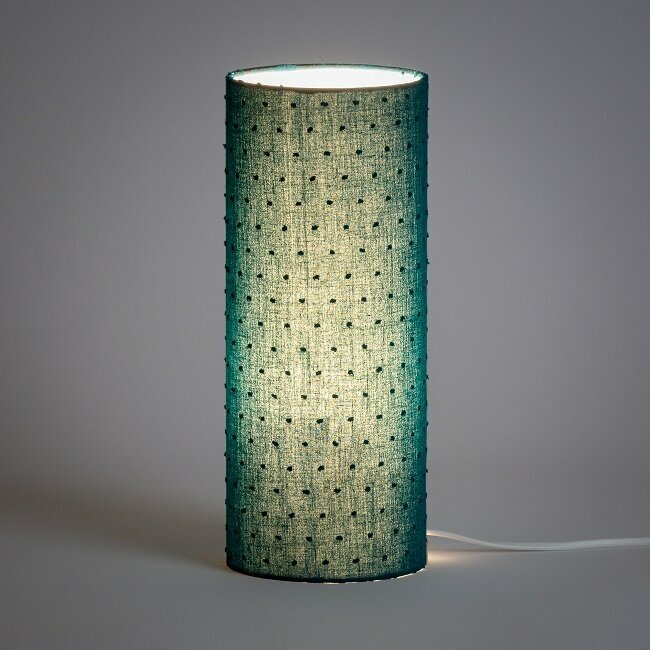 Lampe de chevet en plumetis de coton bleu vert - Canard